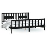 Maison Chic Posteljni okvir - Dvoposteljna postelja - Zakonska postelja z vzglavjem črn trdna borovina 200x200 cm-J5910, (21759610) | Shoptok.si