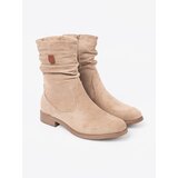 Shelvt Beige ankle boots with a crinkled upper | Shoptok.si