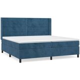  Box spring postelja z vzmetnico temno modra 200x200 cm žamet | Shoptok.si