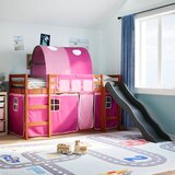 vidaXL Otroški pograd s tunelom roza 80x200 cm trdna borovina | Shoptok.si