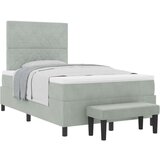 vidaXL Krevet s box springom s madracem i klupom svijetlosiv 120x200 cm baršun | shoptok.hr