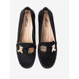 Shelvt Black suede shoes with a decorative teddy bear | shoptok.hr