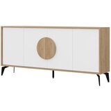 Marckeric Bela/v naravni barvi nizka komoda v hrastovem dekorju 180x82 cm Vae – Cene