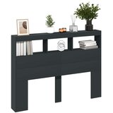 vidaXL Ormarić za uzglavlje s LED svjetlima crni 140 x 17 x 102 cm | shoptok.hr