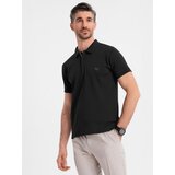 Ombre Men's polo shirt with zip neckline - black | Shoptok.si