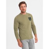 Ombre Longsleeve męski z printem w kształcie kieszonki - oliwkowy | Eponuda.ba