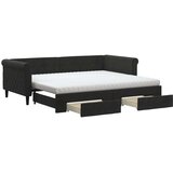 vidaXL Dnevni krevet na razvlačenje s ladicama crni 90 x 200 cm baršun | shoptok.hr