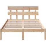 vidaXL Posteljni okvir z naslonom 135x190 cm trd les bor | Shoptok.si