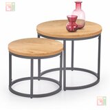 Halmar Set od 2 konferencijska stolića OREO, prečnik 43/53 cm, antracit/zlatni hrast Cene