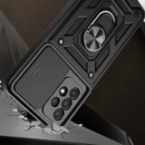  ovitek armor ring z zaščito kamere za samsung galaxy S23 5G - črn | Shoptok.si