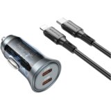 Borofone Auto Punjač sa kablom 1m Type-C to iPhone/lightning BZ26B Discovery PD45W 2xType-C car set transparent blue Cijene