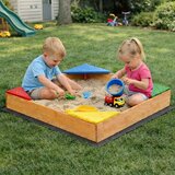 Kinder Home Dečiji drveni peskarnik sa 4 sedišta – 90x90 cm, za dvorište i baštu | Eponuda.com