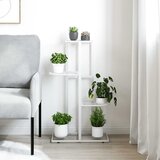  Stalak za cvijeće s 4 razine 43 x 22 x 76 cm bijeli metalni | shoptok.hr