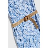 Marisse Blue Linen Dress With A Belt | ePonuda.com