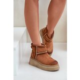 Maciejka Leather Suede Snow Boots On Platform And Wedge Brown | Shoptok.si