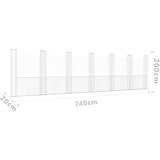 vidaXL Gabion košara U-oblike s 7 stebri železo 740x20x200 cm | Shoptok.si