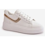 Boto Women's Sneakers On Platform Made Of Eco Leather White-Gold Brennessa | Shoptok.si
