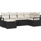  Set vrtnog kauča s 6 dijelova s jastučićima crni poli ratan dvosed vrtni kauč s prostorom za pohranu i jastučićima crni poli ra | shoptok.hr