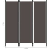 vidaXL Sobna pregrada s 3 panela antracit 150 x 180 cm | shoptok.hr