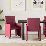 vidaXL jedilni stoli s kolesi 2 pcs vinsko rdeča 58 x 65 x 94 cm blago | Shoptok.si