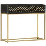  Konzolna mizica črna in zlata 90x30x75 cm trden mangov les, (20621219) | Shoptok.si