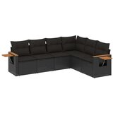  6-dijelni set vrtnih sofa s jastucima crni od poliratana | shoptok.hr