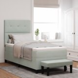 vidaXL Boxspring krevet s madracem i klupom svjetlosiva 80x200 cm baršun | shoptok.hr