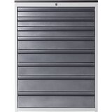 RAU Predalnik s teleskopskimi vodili, višina 1030 mm, predali 3 x 90, 3 x 120, 2 x 150 mm, svetlo siva / encijan modra, širina 580 mm | Shoptok.si