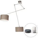 QAZQA Pametna viseča svetilka jeklo s senčnikom 35 cm taupe vključno z 2 Wifi A60 - Blitz | Shoptok.si