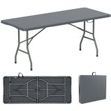  Vrtna miza 180 x 74 cm, zložljiva kamping miza s HDPE ploščo in ročajem za nošenje, siva Cene
