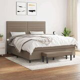  Box spring postelja z vzmetnico taupe 160x200 cm blago, (20894693) Cene