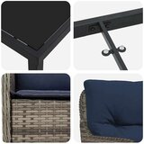  Vrtni set za objed s jastukom 7 pcs Siva poliratan | shoptok.hr