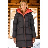 Dewberry Z6687 WOMEN'S COAT-BLACK-ORANGE-1 Cijene