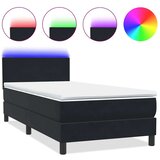 vidaXL Box spring postelja z vzmetnico črna 90x210 cm žamet | Shoptok.si