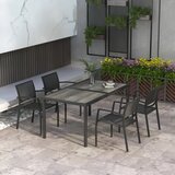  Vrtni namještaj vrtna sjedeća garnitura 1 stol 4 stolice 150 x 87 x 72 cm siva | shoptok.hr