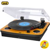 Trevi TT 1022 BT Prenosni gramofon s tehnologijo Bluetooth, STEREO zvočnika, AUX-IN, RCA, črno lesen Cene