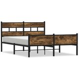 vidaXL Kovinski posteljni okvir brez vzmetnice dimljen hrast 160x200cm, (21610967) | Shoptok.si
