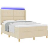 Box Postelja s pomičnim dnom in vzmetnico & LED Krem 140x190 cm Tkanina, (22049435) | Shoptok.si