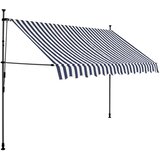 Tenda na ručno uvlačenje s LED svjetlima 300 cm plavo-bijela | Eponuda.com
