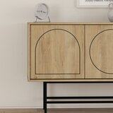 Marckeric Črna/v naravni barvi nizka komoda v hrastovem dekorju 187x77,5 cm Giana – | Shoptok.si