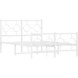  The Living Store Kovinski posteljni okvir z vzglavjem in vznožjem bel 120x190 cm - Posteljni Okvir, (21498013) | Shoptok.si