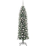 vidaXL Umetno vitko božično drevo med 300 LED Zelena in bela 180 cm | Shoptok.si