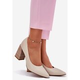 EVENTO Leather pumps on a heel beige Gregosa | Shoptok.si