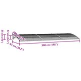 Nadstrešnica za vrata siva 300 x 100 cm polikarbonatna | shoptok.hr
