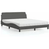  Krevet s madracem sivi 160 x 200 cm od umjetne kože