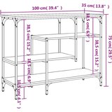  Konzolni stol s policama crni 100 x 35 x 75 cm | shoptok.hr