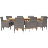  9-dijelni vrtni blagovaonski set s jastucima sivi | shoptok.hr