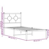 vidaXL Kovinski posteljni okvir z vzglavjem bel 75x190 cm | Shoptok.si