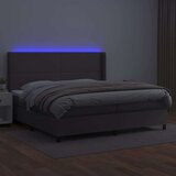  Box spring postelja z vzmetnico LED siva 200x200cm umetno usnje, (20900898) | Shoptok.si