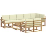 vidaXL Zunanja garnitura za sedenje 9 pcs Bela in krem Poliester, (5000282507) | Shoptok.si